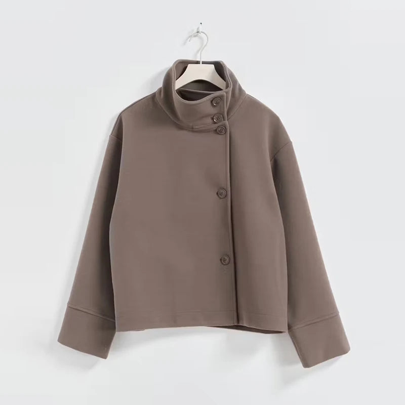 Aveline Stand-Collar Wool-Blend Pea Coat