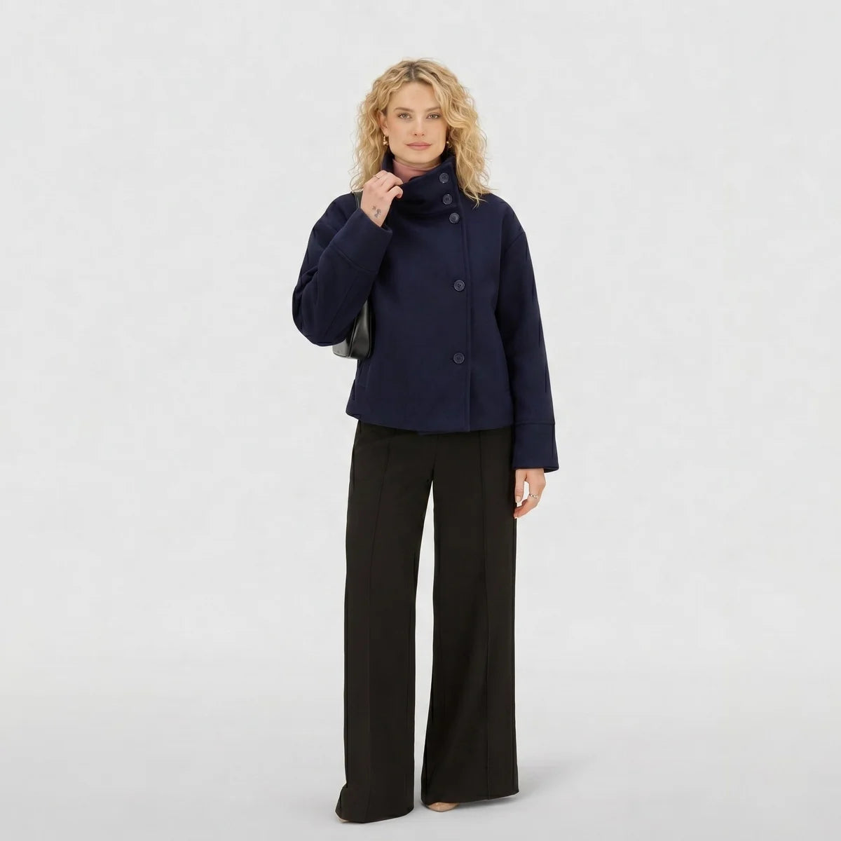 Aveline Stand-Collar Wool-Blend Pea Coat
