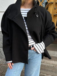 Aveline Stand-Collar Wool-Blend Pea Coat