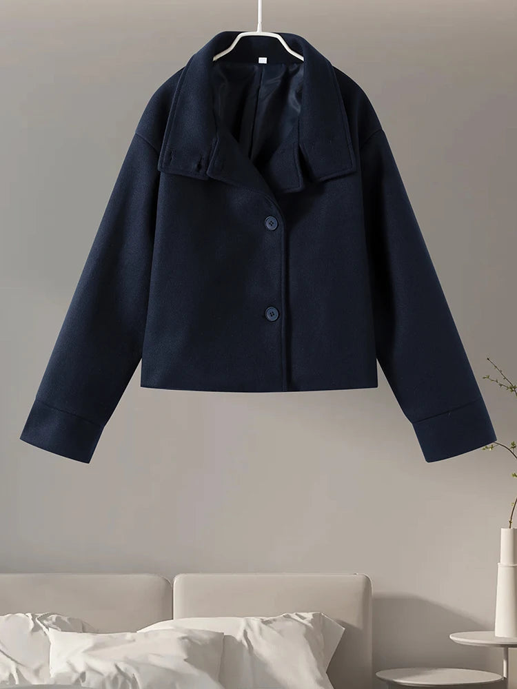 Aveline Stand-Collar Wool-Blend Pea Coat