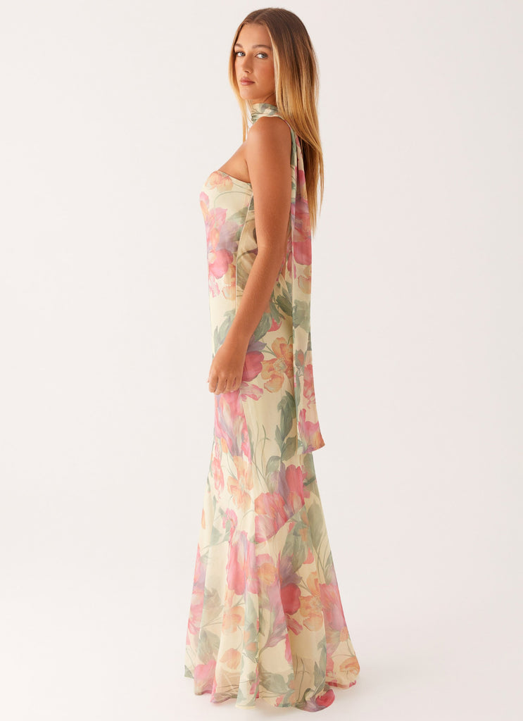 Aveline Strapless Floral Maxi Dress with Scarf Detail