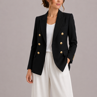 Aveline Tailored Double-Breasted Button Blazer