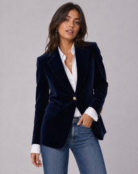 Aveline Tailored Velvet Single-Breasted Blazer