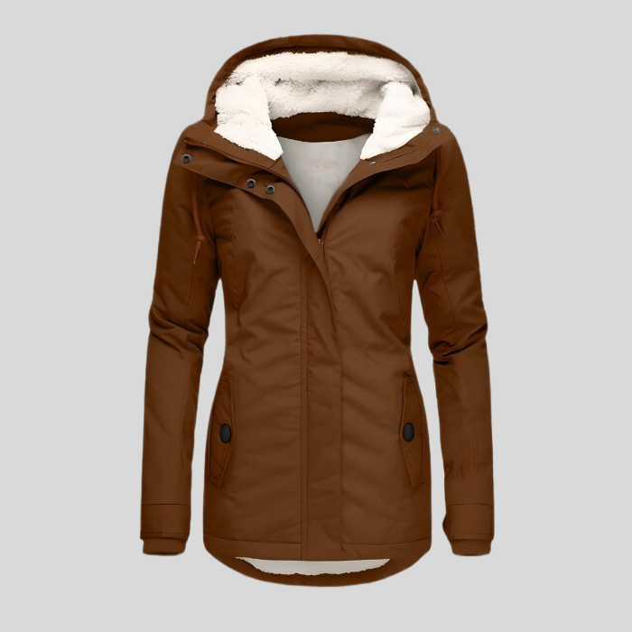 Aveline Waterproof Sherpa-Lined Hooded Rain Jacket