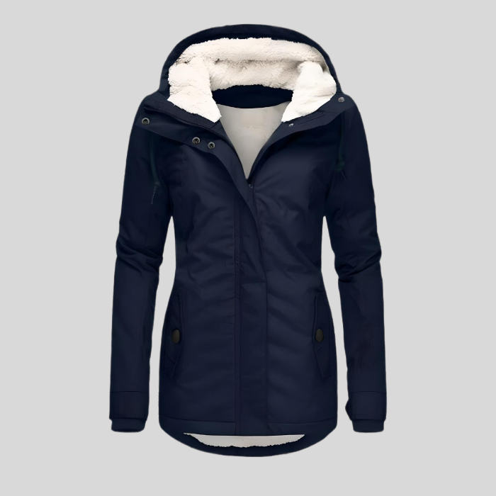 Aveline Waterproof Sherpa-Lined Hooded Rain Jacket