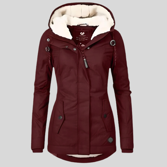 Aveline Waterproof Sherpa-Lined Hooded Rain Jacket