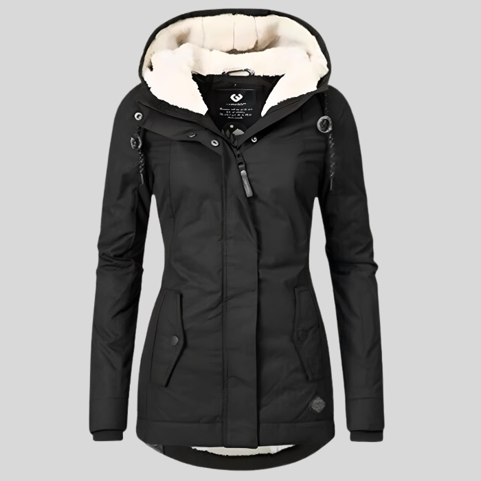 Aveline Waterproof Sherpa-Lined Hooded Rain Jacket