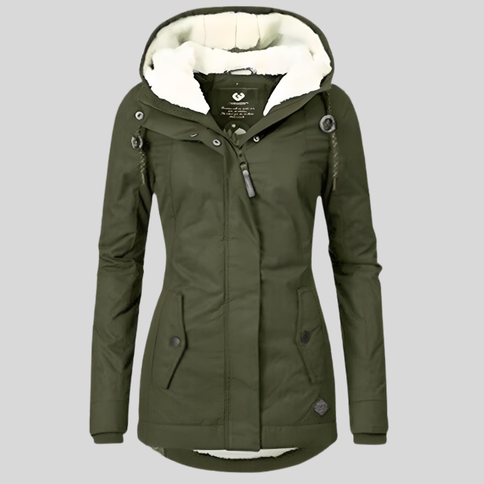 Aveline Waterproof Sherpa-Lined Hooded Rain Jacket