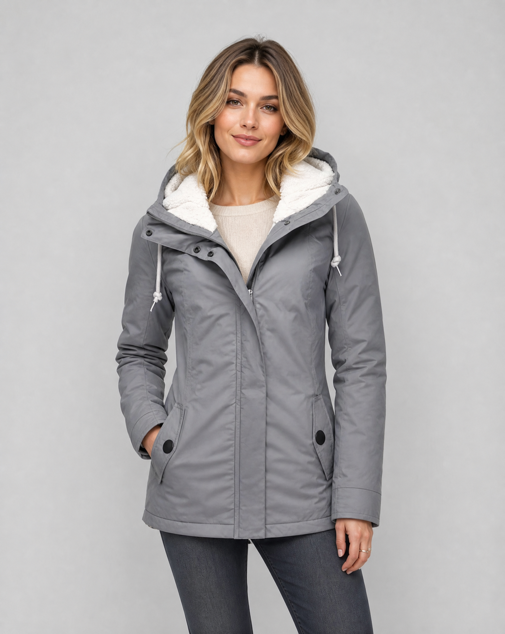 Aveline Waterproof Sherpa-Lined Hooded Rain Jacket