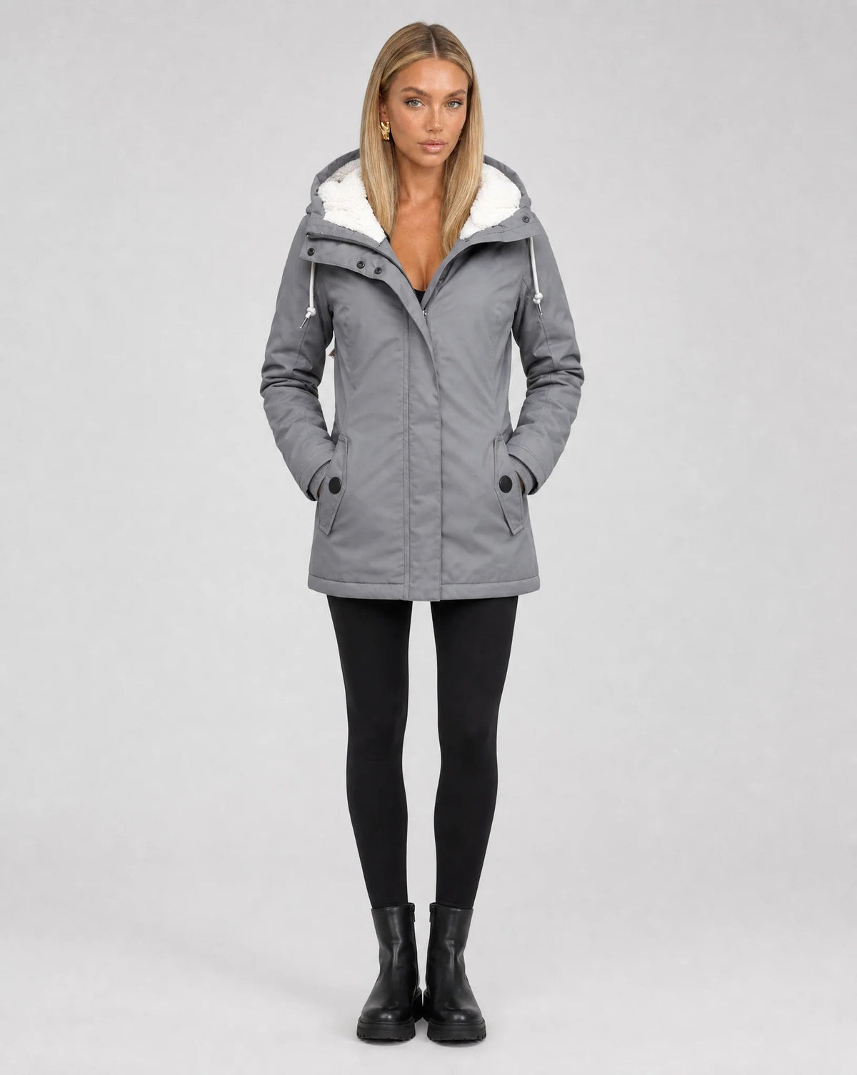 Aveline Waterproof Sherpa-Lined Hooded Rain Jacket