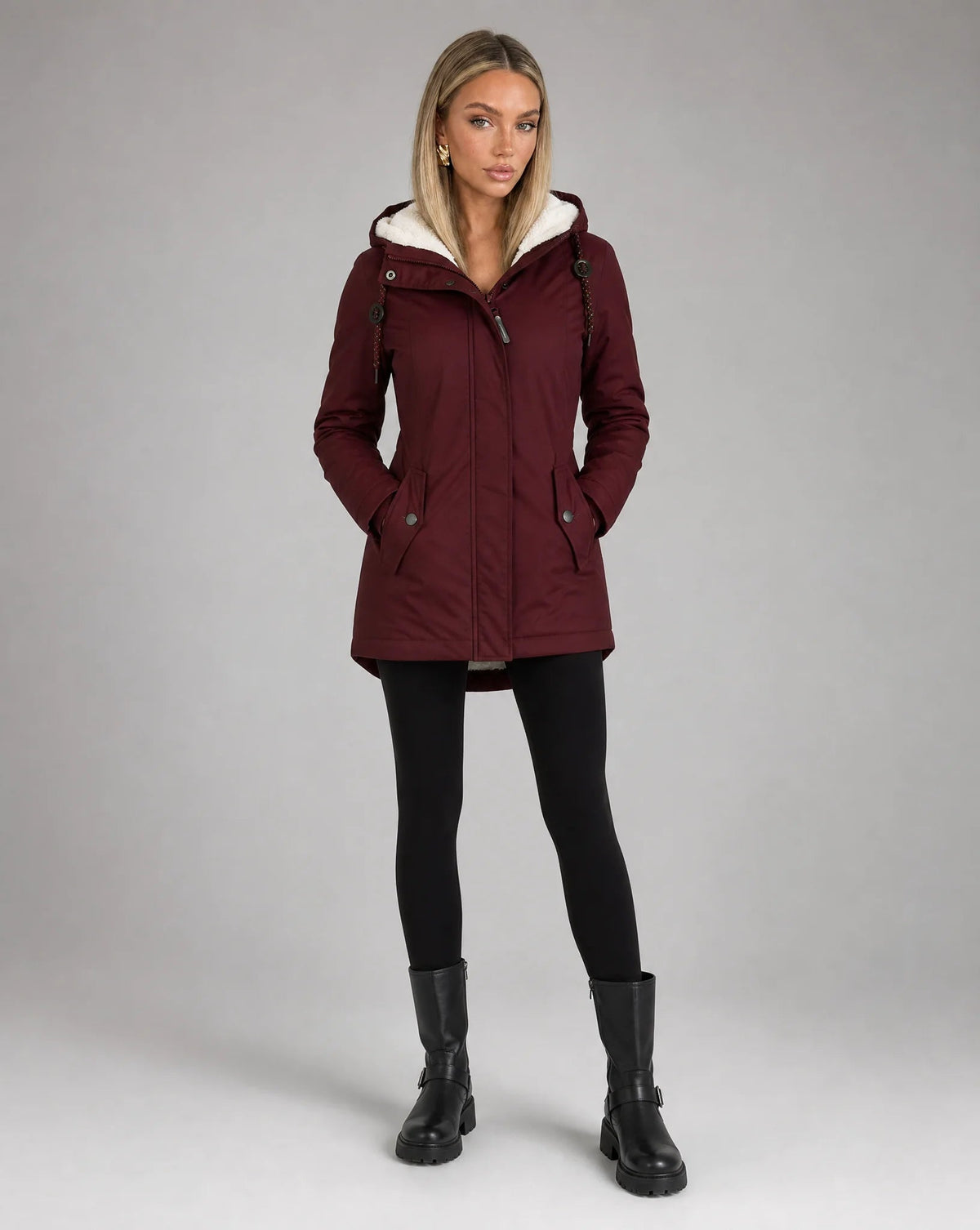 Aveline Waterproof Sherpa-Lined Hooded Rain Jacket