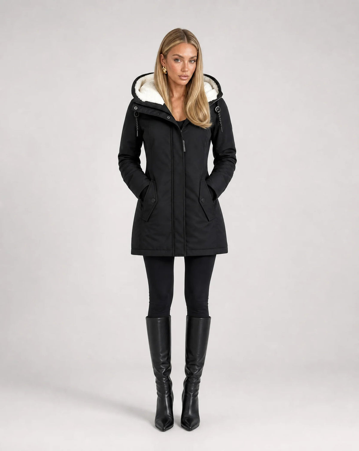 Aveline Waterproof Sherpa-Lined Hooded Rain Jacket