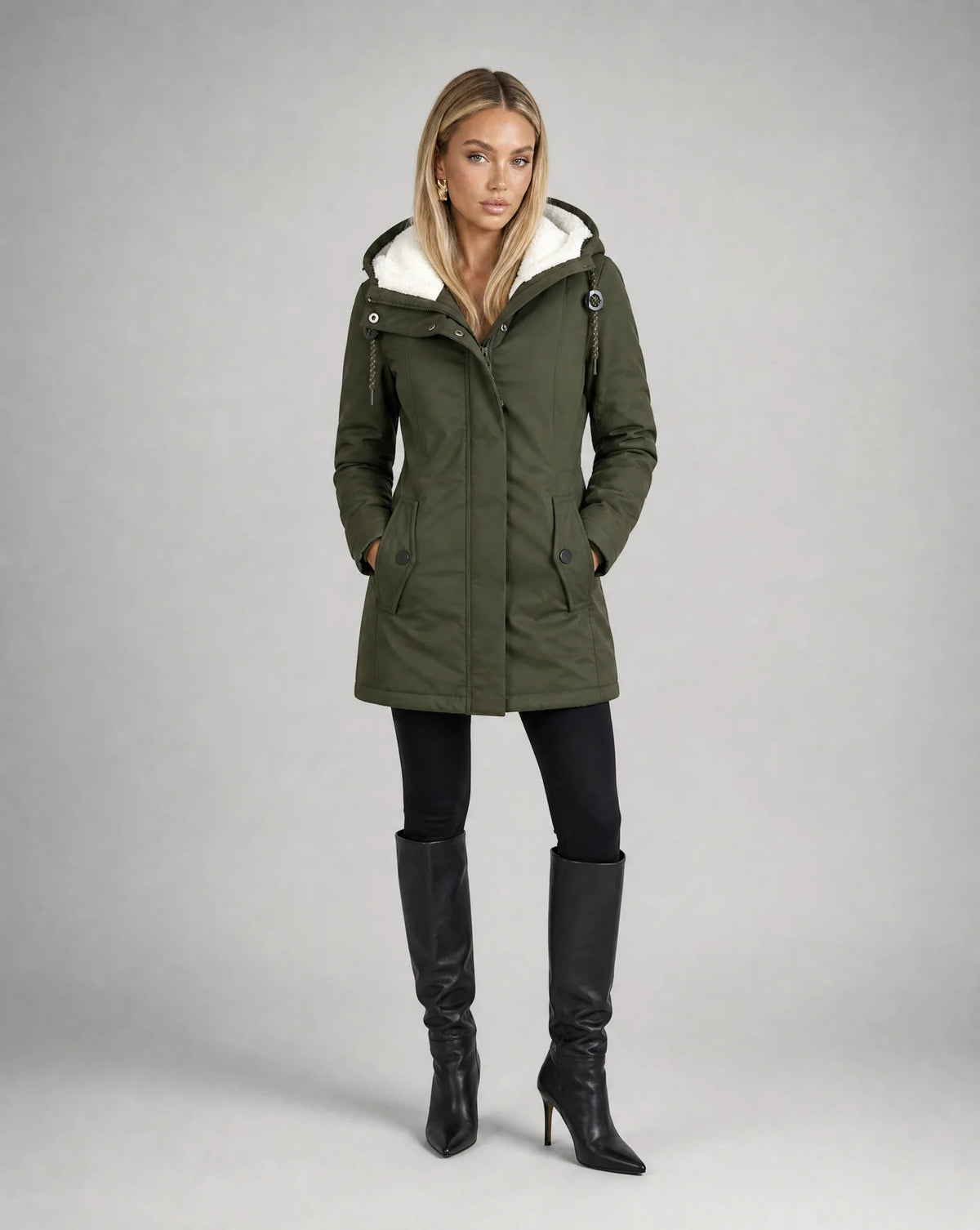Aveline Waterproof Sherpa-Lined Hooded Rain Jacket