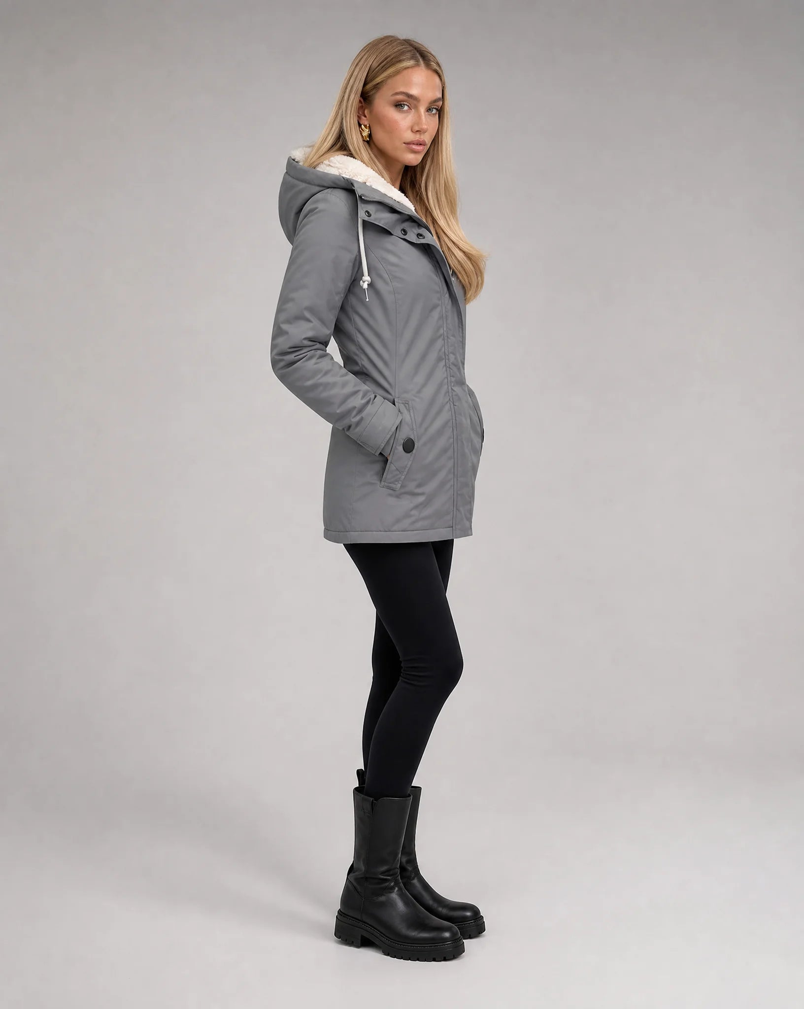 Aveline Waterproof Sherpa-Lined Hooded Rain Jacket