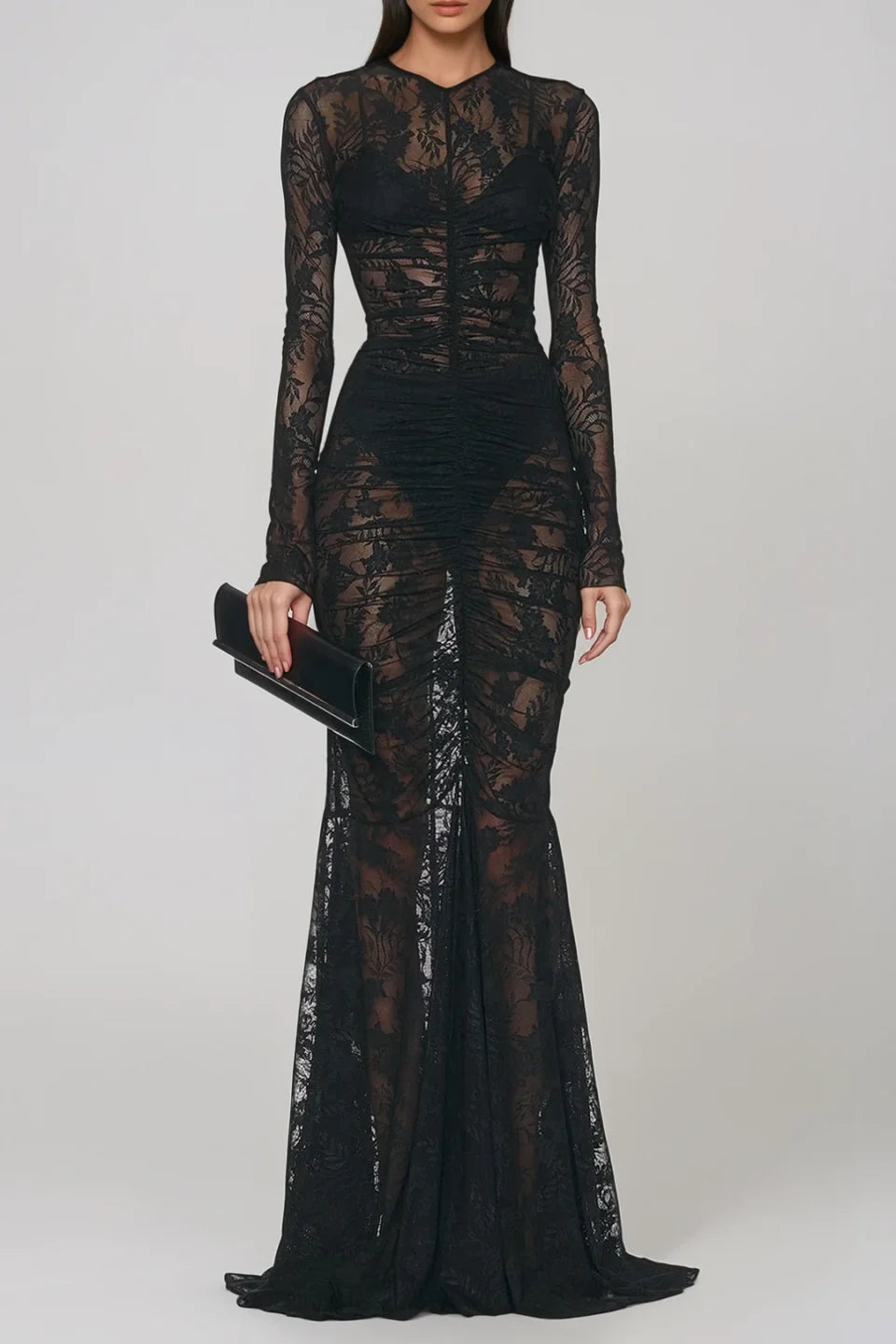 Avelisse Long Sleeve Lace Sculpt Maxi Dress
