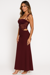 Averra - Sheer Lace Waist Column Gown 3