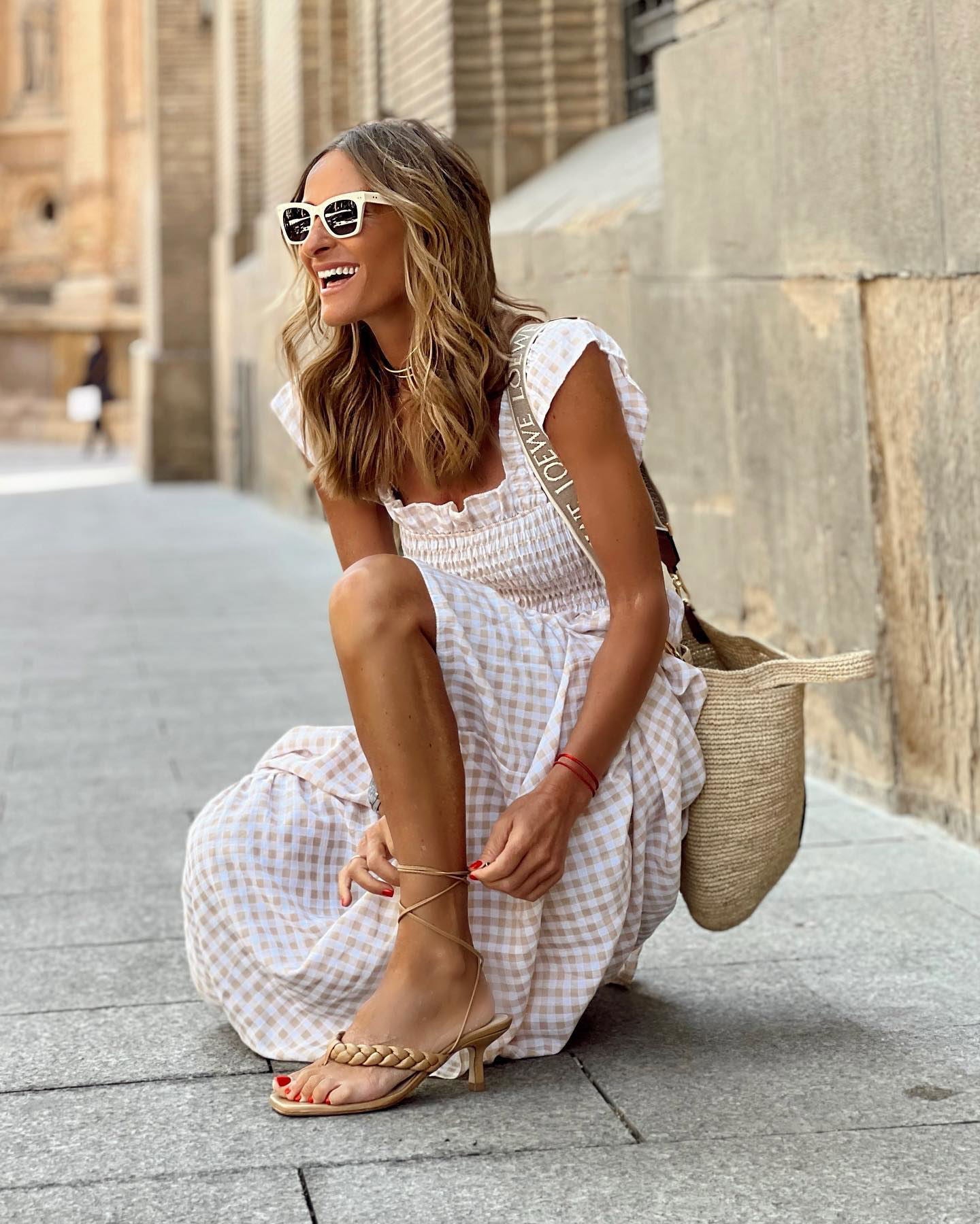 Avery Ruffle Sleeve Plaid Midi Dress
