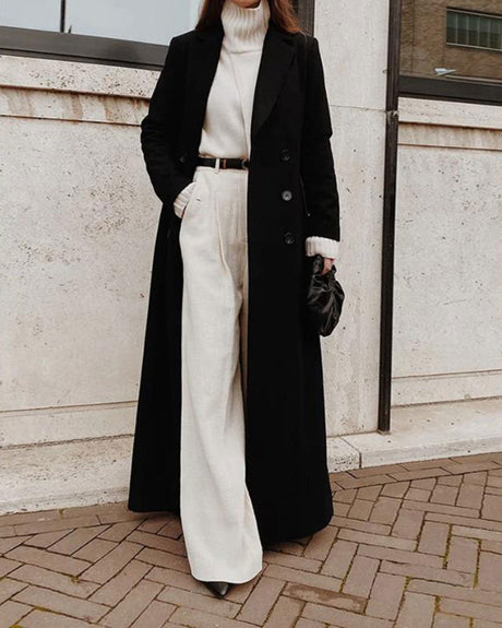 Black Button Long Coat 0