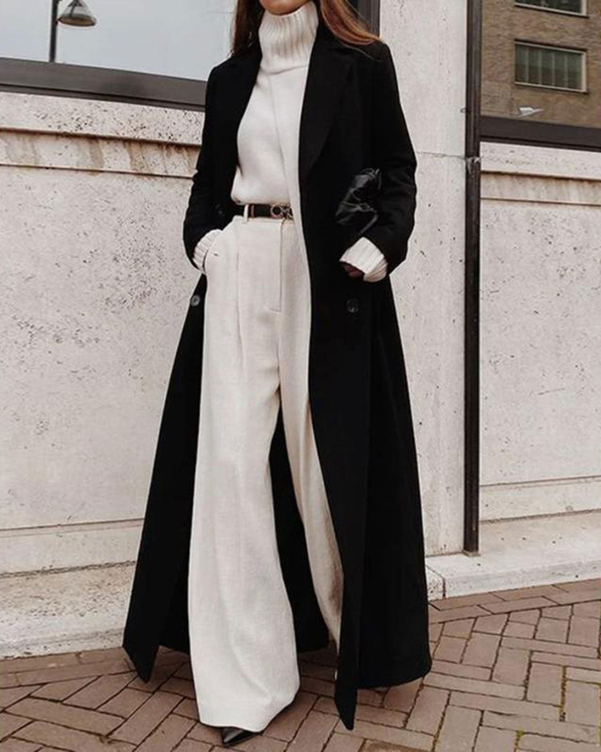 Black Button Long Coat 1