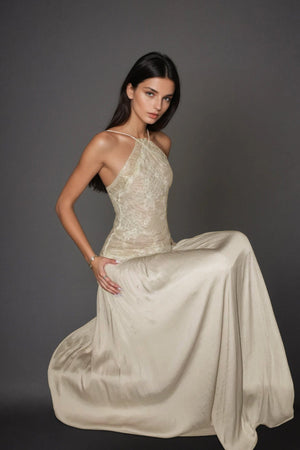 Elowen Lace-Bodice Flowing Maxi Dress