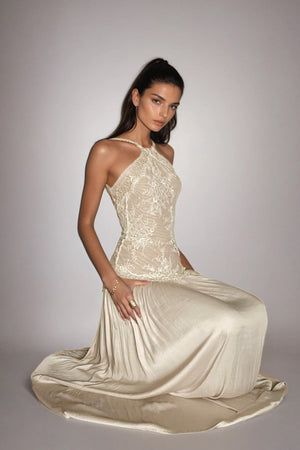 Elowen Lace-Bodice Flowing Maxi Dress