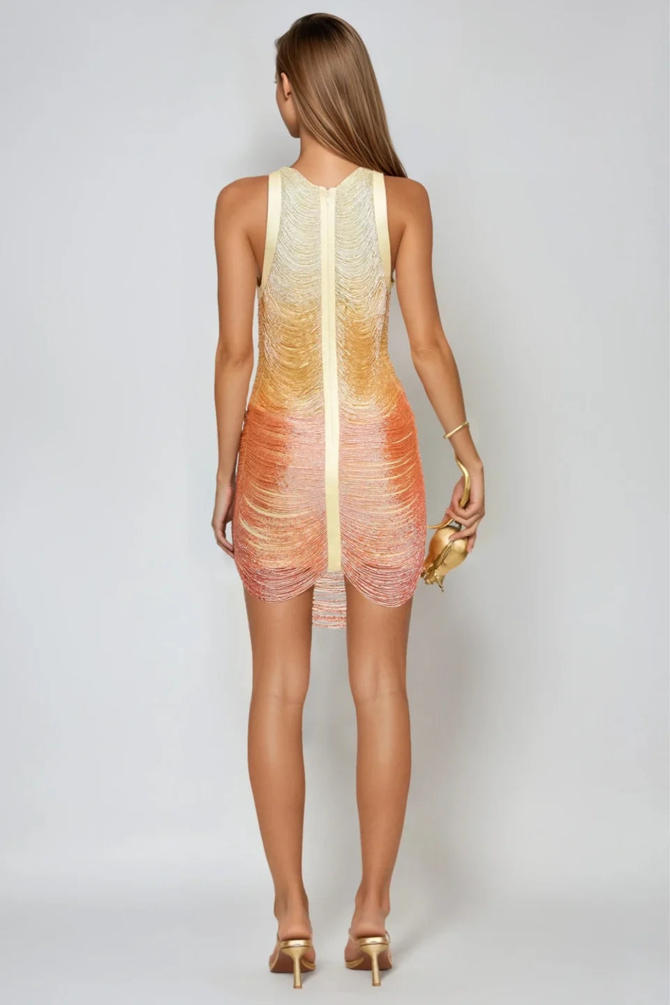 Calista Fringe Texture Detail Party Mini Dress