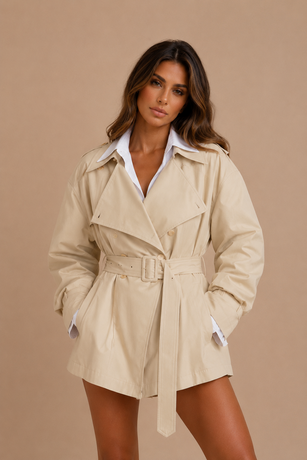 Camille Belted Short Trench Jacket