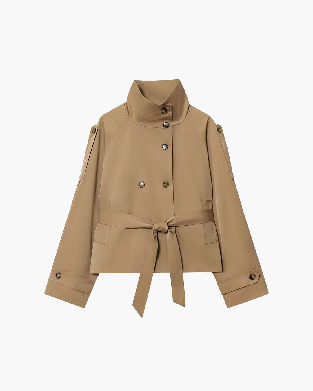 Camille Cropped Double-Breasted Trench Jacket