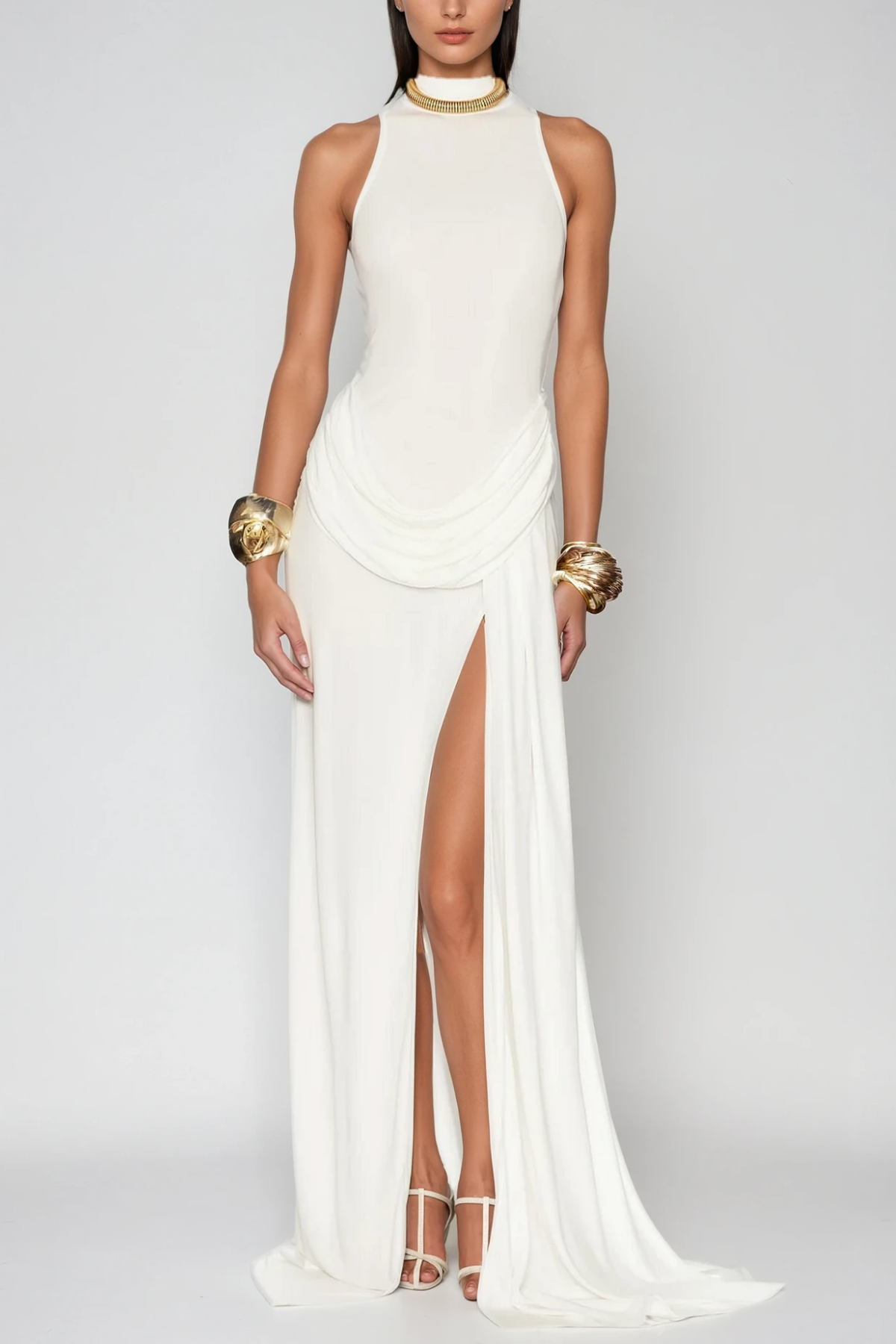 Celine Sleeveless Split Evening Maxi Dress