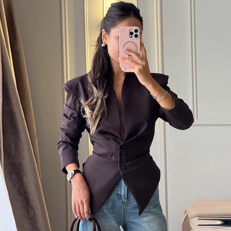 Celeste Structured Asymmetrical Hourglass Blazer