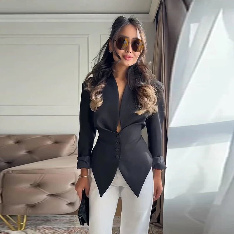 Celeste Structured Asymmetrical Hourglass Blazer
