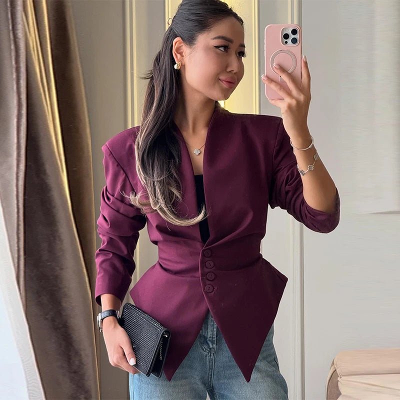Celeste Structured Asymmetrical Hourglass Blazer