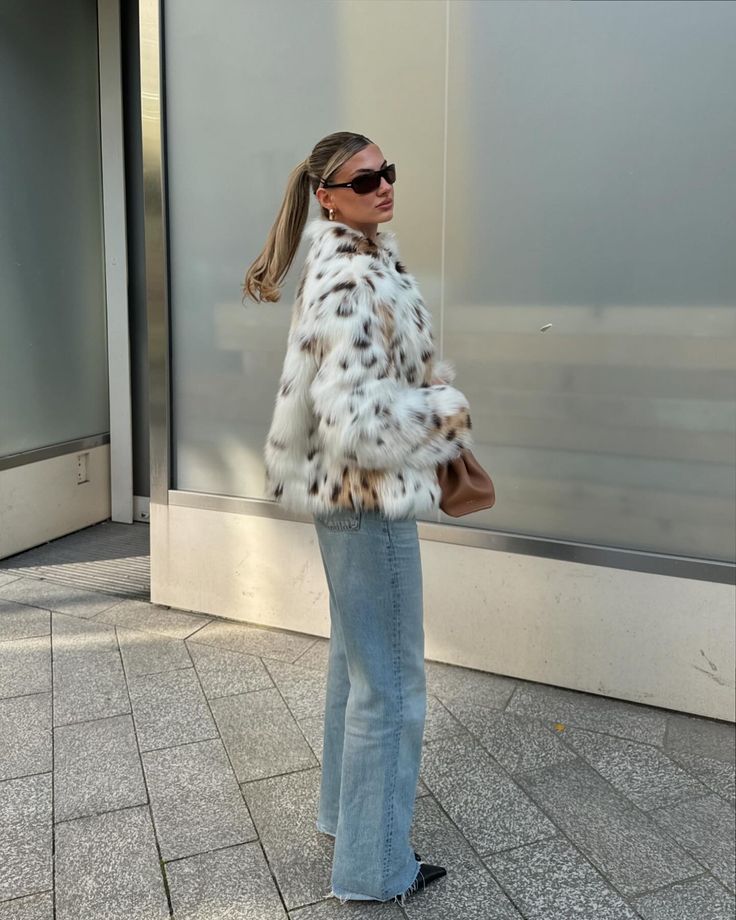 Celeste Animal-Print Short Faux-Fur Jacket