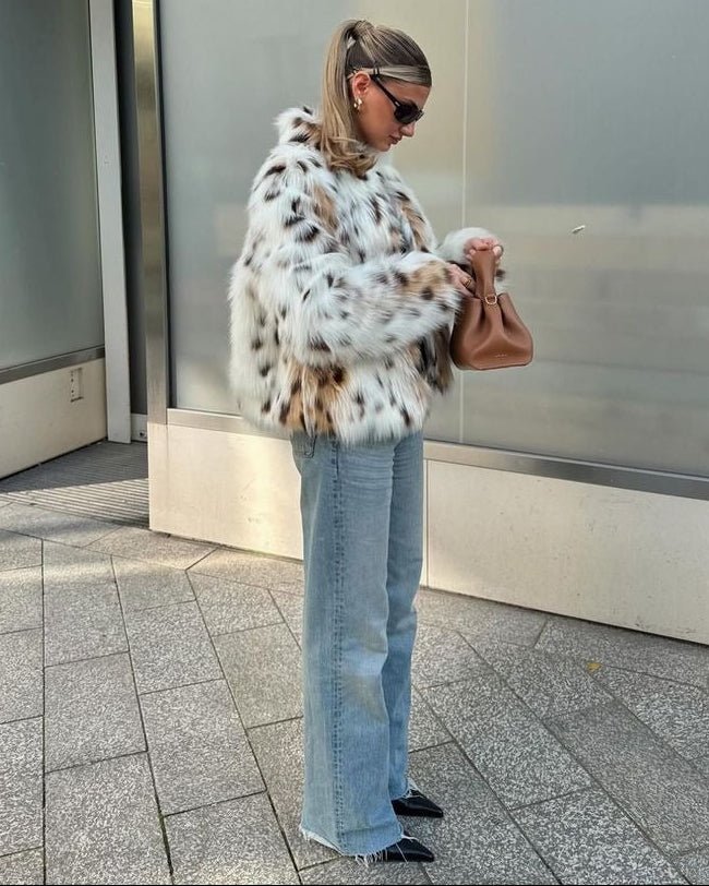 Celeste Animal-Print Short Faux-Fur Jacket