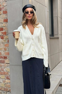 Celestia Relaxed V-Neck Knit Cardigan