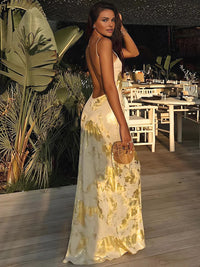 Celestielle Backless Satin Slip Maxi Dress