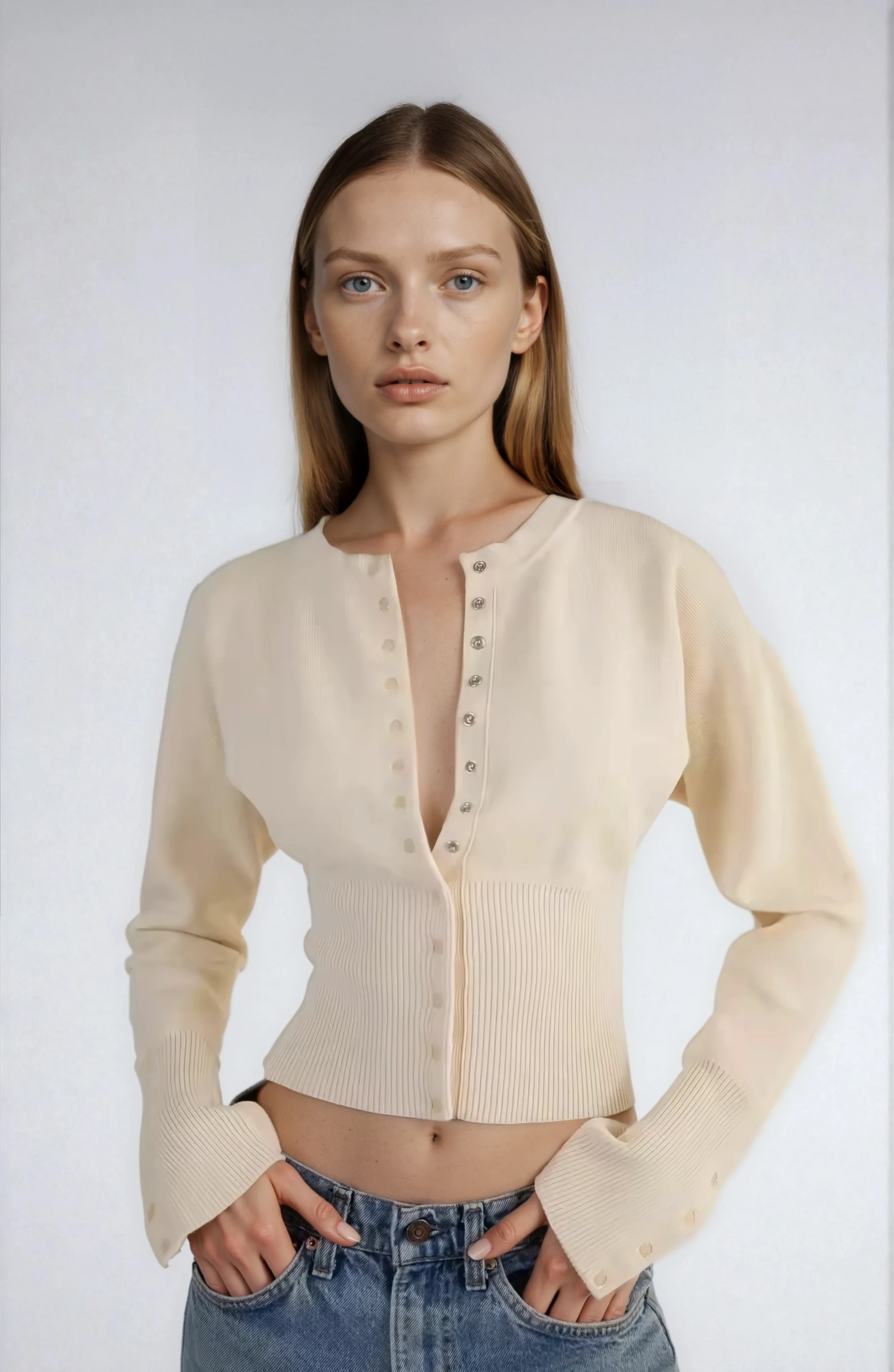 Celestielle Minimal Knit Button Cardigan
