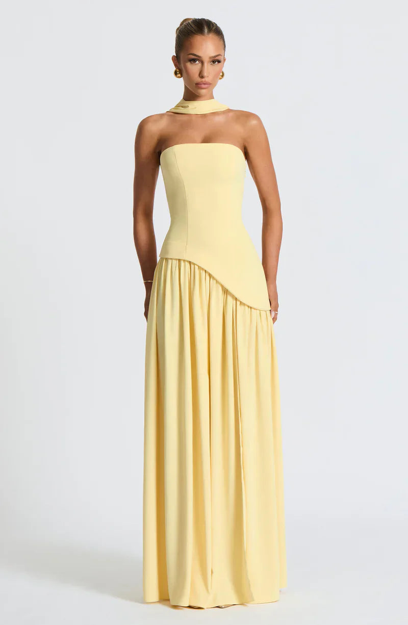 Celestine Draped Split Evening Maxi Dress