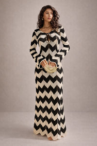 Celestine Knit Maxi Dress Lace Up Detail Flowing Fit