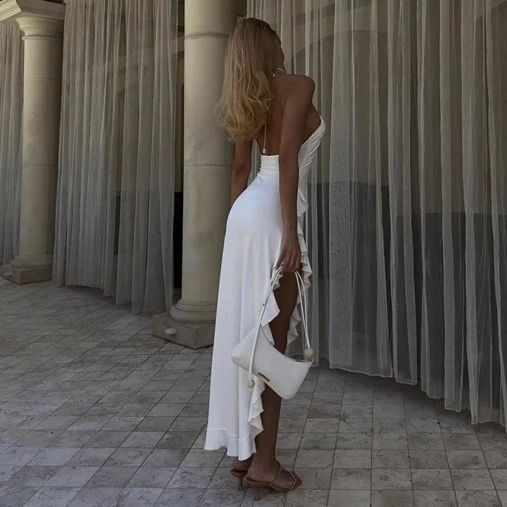 Celestine Ruffle Detail Halter Maxi Dress