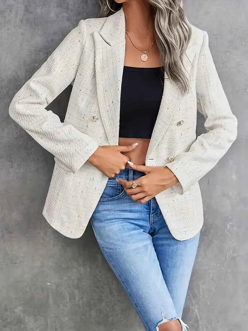 Charlotte Double-Breasted Bouclé Tweed Blazer