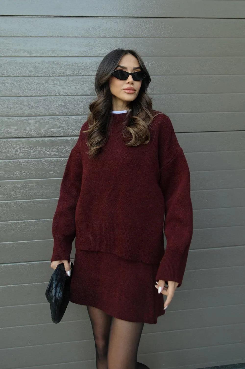 Chloe Cozy Sweater and Mini Skirt Set