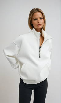 Claire Oversized Half-Zip Funnel-Neck Sweatshirt