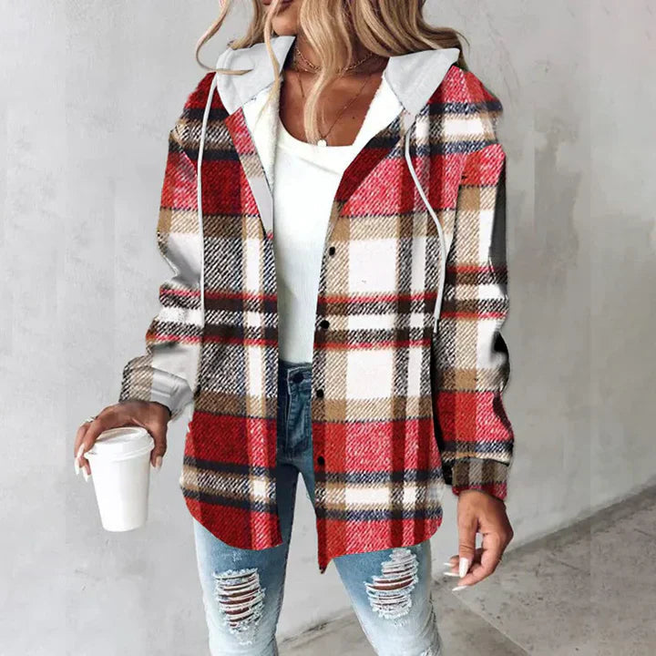 Claire Plaid Hooded Fleece Jacket
