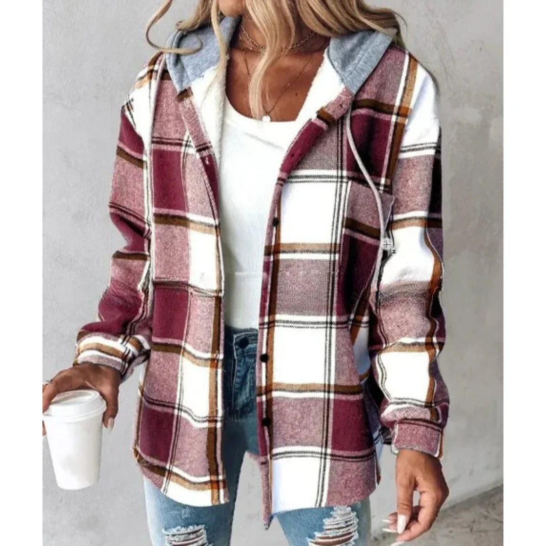 Claire Plaid Hooded Fleece Jacket