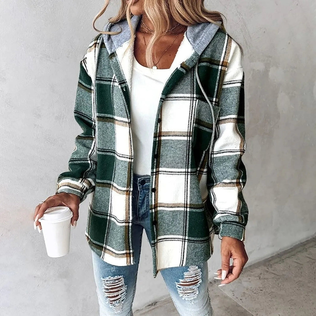 Claire Plaid Hooded Fleece Jacket