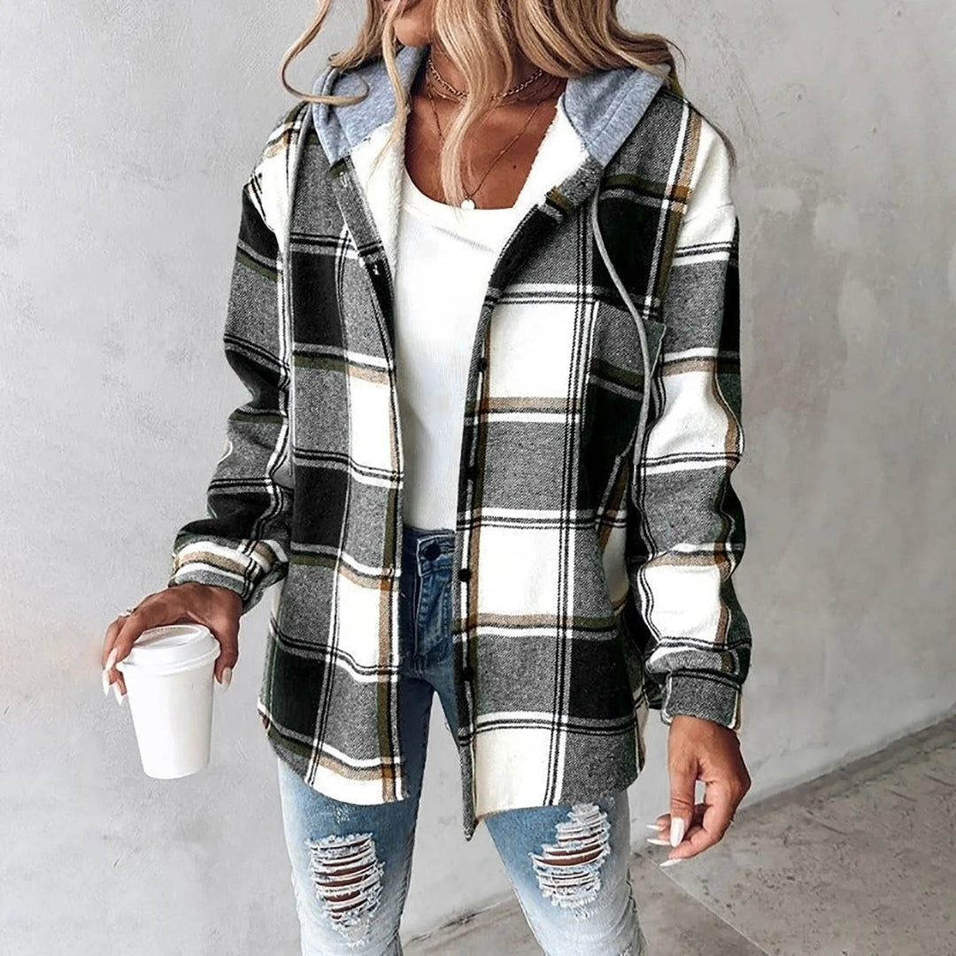 Claire Plaid Hooded Fleece Jacket