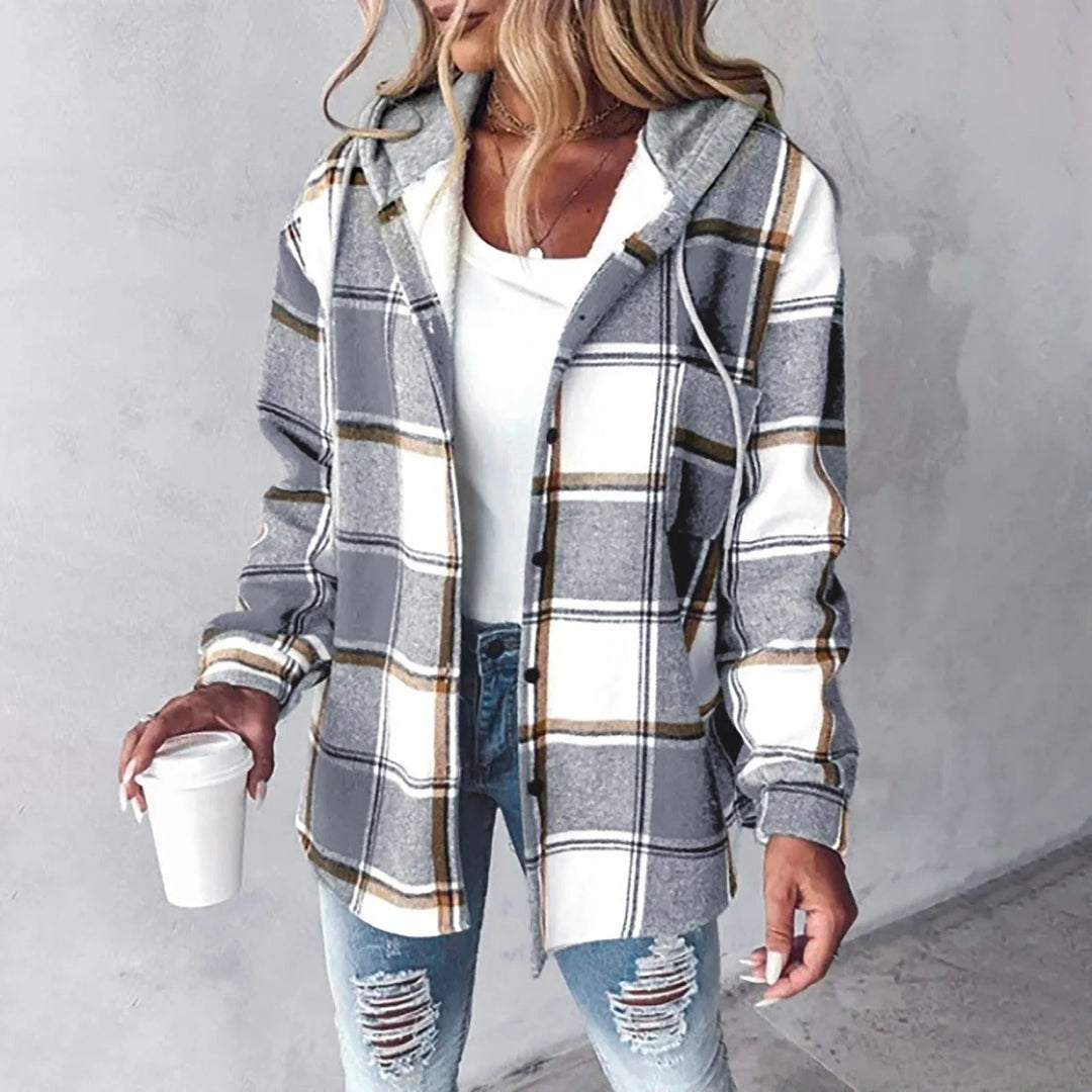 Claire Plaid Hooded Fleece Jacket