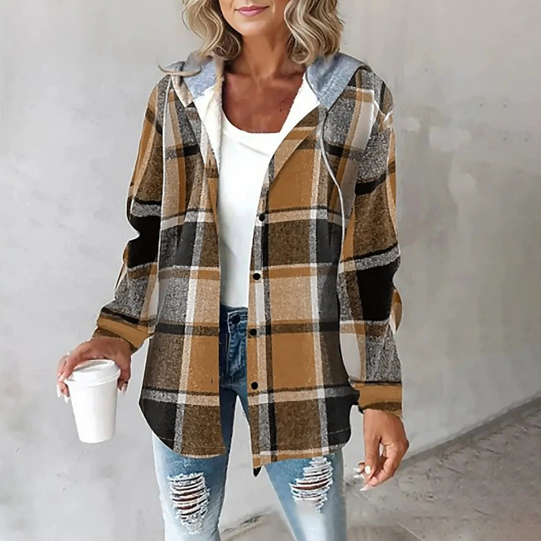 Claire Plaid Hooded Fleece Jacket