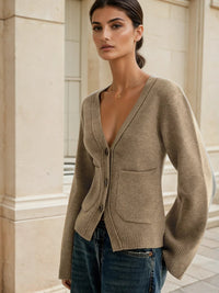 Claire V-Neck Button Knit Cardigan